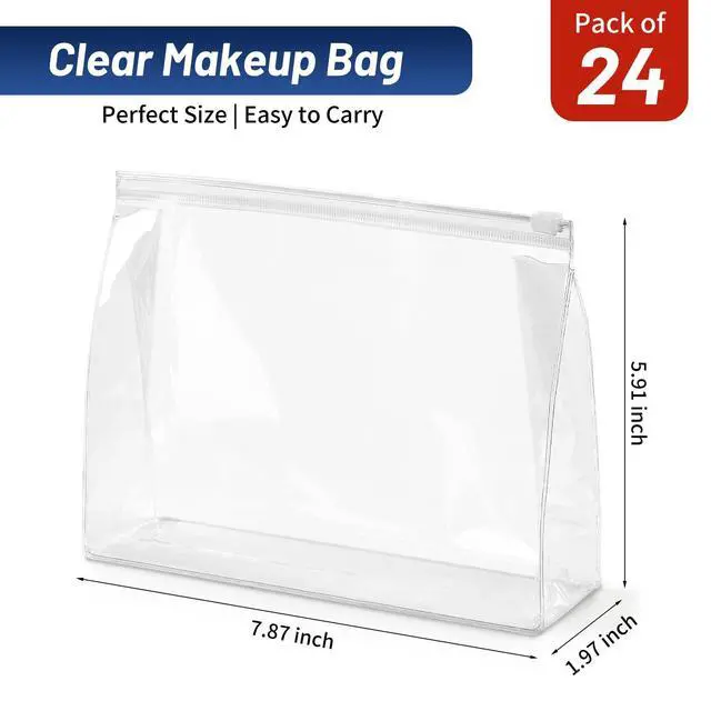 Alt view image 2 of 7 - 24 PCS Mini Clear Makeup Bags 7.9" x 5.9" x 2"