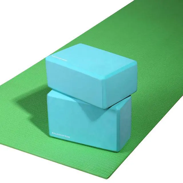 Alt view image 6 of 6 - Set of 2 High Density Yoga Blocks, 9"x6"x4" Each, Pair (Green)