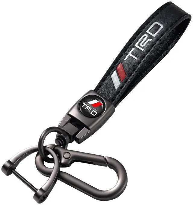 Main image of leather car keychain set for toyota TRD men and women family present keychain key ring lanyard accessories (black)