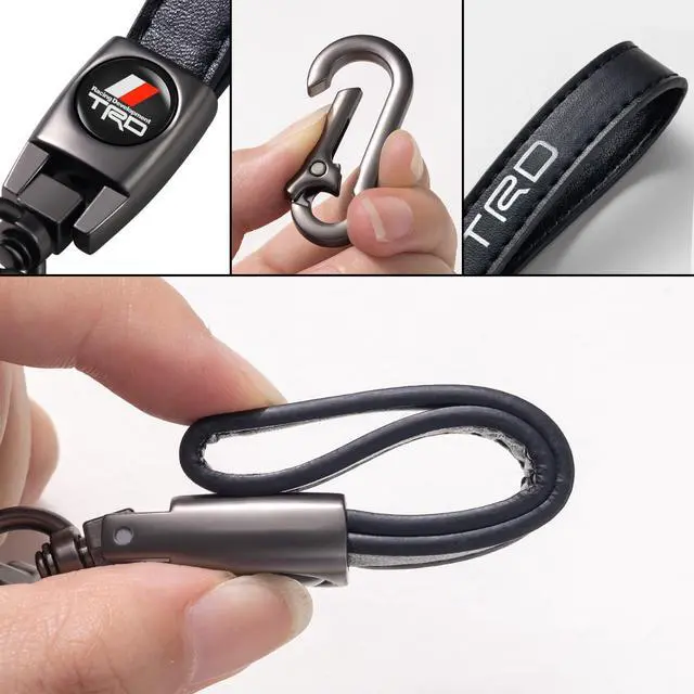 Alt view image 3 of 4 - leather car keychain set for toyota TRD men and women family present keychain key ring lanyard accessories (black)