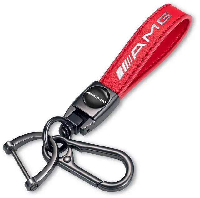 Main image of Genuine Leather Key Chain Fit for Mercedes-Benz AMG Keychain KeyRing for Men and Woean Accessories Red