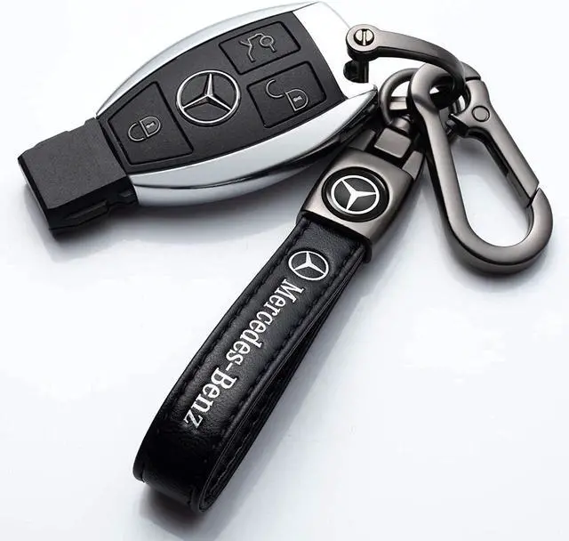 Alt view image 3 of 5 - Genuine Leather Key Chain for Mercedes-Benz AMG Keychain KeyRing for Men and Woean Accessories Black