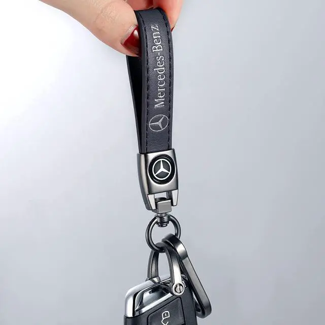 Alt view image 4 of 5 - Genuine Leather Key Chain for Mercedes-Benz AMG Keychain KeyRing for Men and Woean Accessories Black
