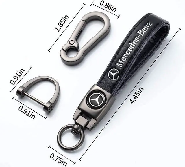 Alt view image 2 of 5 - Genuine Leather Key Chain for Mercedes-Benz AMG Keychain KeyRing for Men and Woean Accessories Black