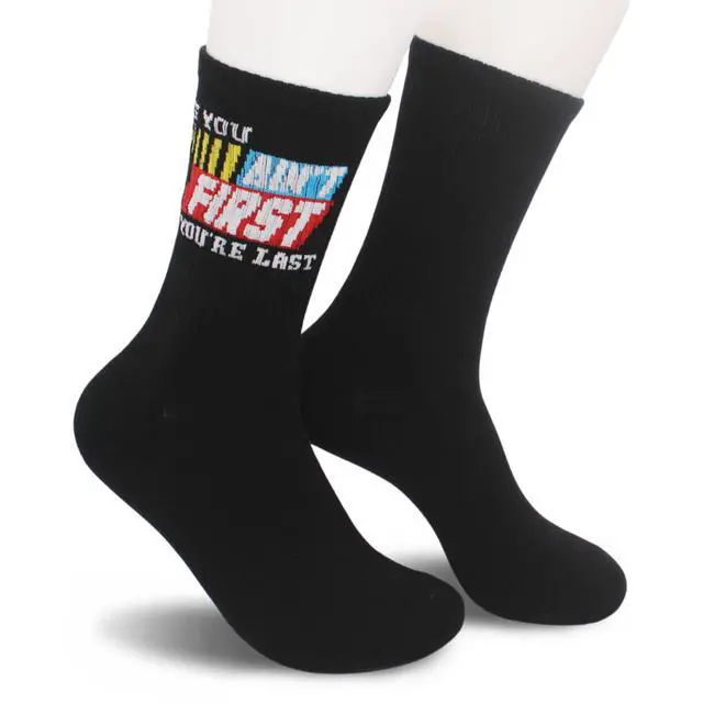 Alt view image 4 of 5 - If You Aint First, You Are Last Novelty Racing Socks Printed with Motivational Quote,Race Car Party Favors,Racing Gifts for Birthday,Christmas,Father's Day, etc.(042)