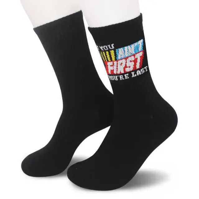 Alt view image 3 of 5 - If You Aint First, You Are Last Novelty Racing Socks Printed with Motivational Quote,Race Car Party Favors,Racing Gifts for Birthday,Christmas,Father's Day, etc.(042)