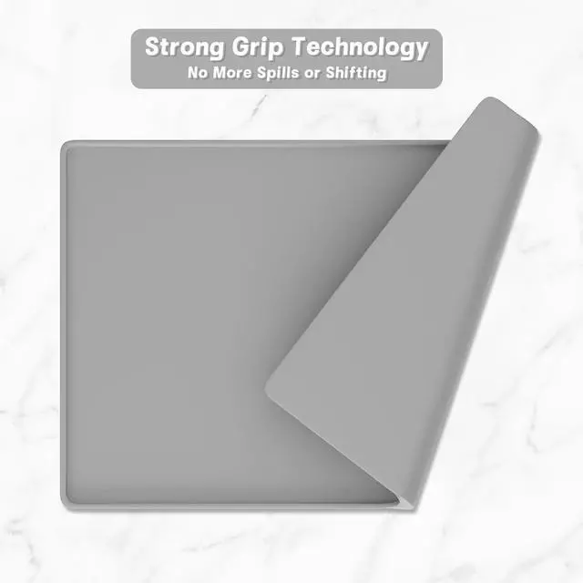 Alt view image 5 of 7 - Rnivvi Silicone Coffee Mat, 12" x 19" Waterproof Raised Edge Coffee Bar Mats for Espresso Machine Station Accessories, Heat Resistant Dish Drying Pad for Kitchen Counter, Rubber Bar Decor Pad, Gray