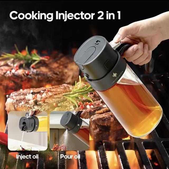 Alt view image 2 of 7 - 2 IN 1 Oil Dispenser, with Pour System, White and Black, Ergonomic Handle, Modern Design, for Cooking Oil, Salad Dressing, BBQ Sauce (White)