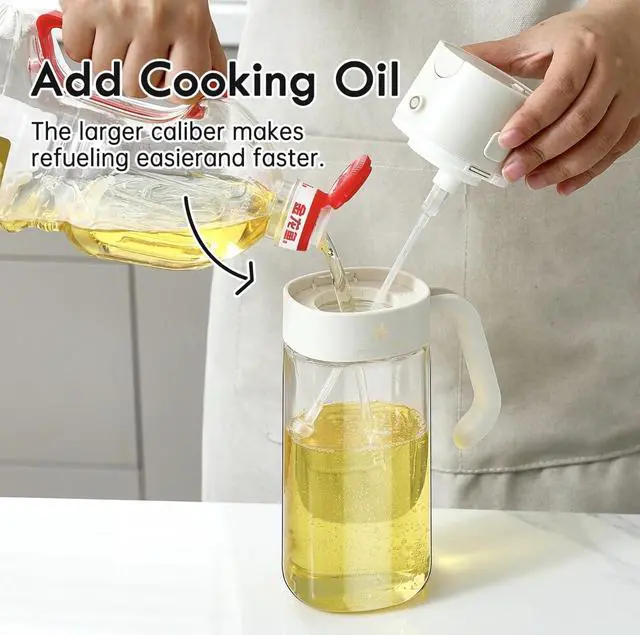 Alt view image 4 of 7 - 2 IN 1 Oil Dispenser, with Pour System, White and Black, Ergonomic Handle, Modern Design, for Cooking Oil, Salad Dressing, BBQ Sauce (White)
