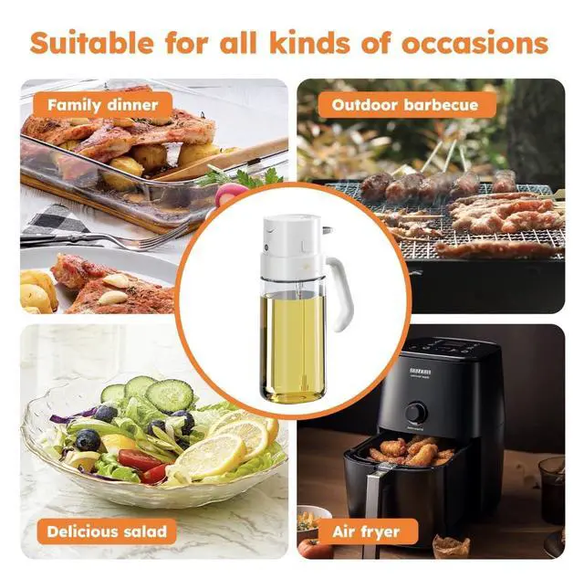 Alt view image 6 of 7 - 2 IN 1 Oil Dispenser, with Pour System, White and Black, Ergonomic Handle, Modern Design, for Cooking Oil, Salad Dressing, BBQ Sauce (White)