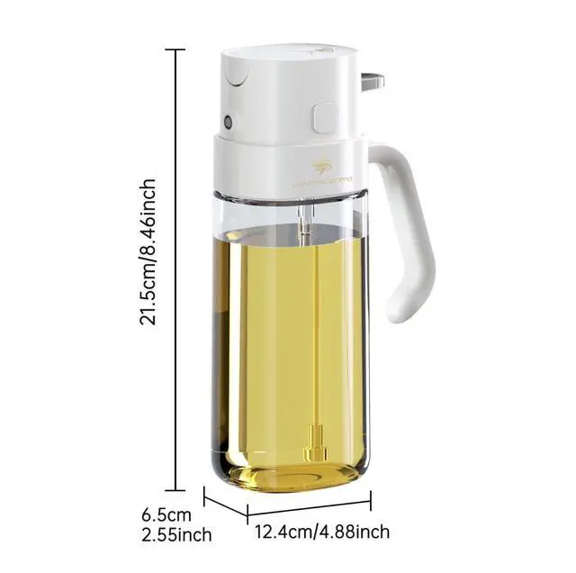 Alt view image 7 of 7 - 2 IN 1 Oil Dispenser, with Pour System, White and Black, Ergonomic Handle, Modern Design, for Cooking Oil, Salad Dressing, BBQ Sauce (White)