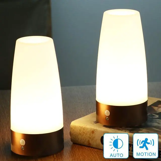 Alt view image 4 of 5 - Retro LED Night Light for Home,Small Lamp with Wireless PIR LED Motion Sensor Indoor/Outdoor,Battery Operated Lamp for Bedroom,Hallway,Kitchen