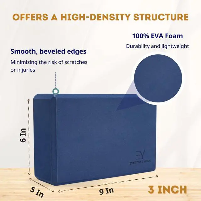 Alt view image 3 of 6 - Foam Yoga Block 3 Inch - High-Density EVA Support Block for Stability, Balance & Flexibility, Lightweight, Durable & Comfortable - Black