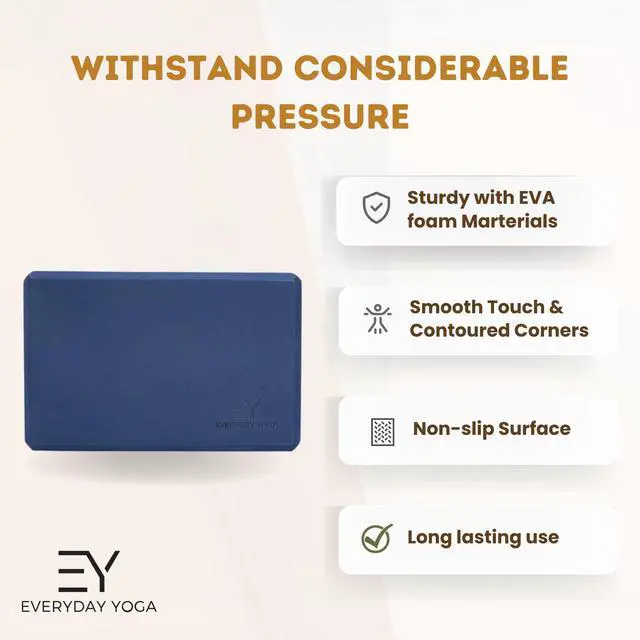Alt view image 4 of 6 - Foam Yoga Block 3 Inch - High-Density EVA Support Block for Stability, Balance & Flexibility, Lightweight, Durable & Comfortable - Black