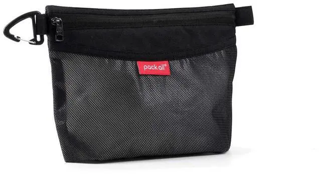 Main image of Water-Resistant Material Zipper Pouch, Mesh Zipper Bags for Storage, Travel, Office (Black, Small)