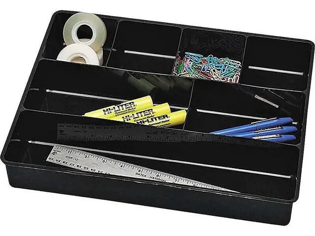 Alt view image 3 of 3 - Extra Deep Desk Drawer Director Tray, Plastic, 11.875 x 15 x 2.5 Inches, Black