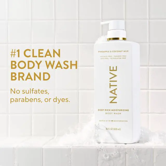 Alt view image 2 of 7 - Moisturizing Body Wash, Clean & Gentle 24-Hour Hydration with Shea Butter, for Sensitive & Dry Skin, for Women & Men, Sulfate-free, Paraben-free, Pineapple & Coconut Milk, 22 fl oz