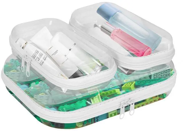Main image of Clear Hard Shell Zipper Cases(3 Packs), Plastic Hard Sided Zippers Pouches Clear Hardshell Pencil Case For Storage, Diaper Bag Organizer Bliss Bins 2*Small/1*Medium