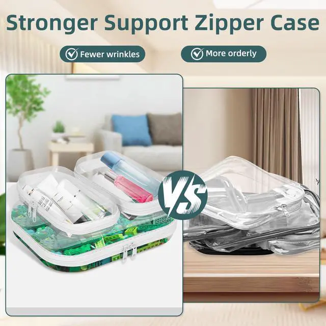 Alt view image 6 of 7 - Clear Hard Shell Zipper Cases(3 Packs), Plastic Hard Sided Zippers Pouches Clear Hardshell Pencil Case For Storage, Diaper Bag Organizer Bliss Bins 2*Small/1*Medium