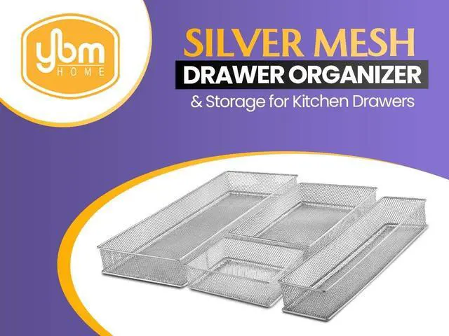 Alt view image 3 of 7 - Silver Mesh Drawer Cabinet and or Shelf Organizer Bins, School Supply Holder Office Desktop Organizer Basket 1594s (1, 3x6x2 Inch)