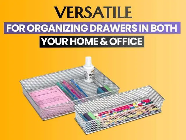 Alt view image 6 of 7 - Silver Mesh Drawer Cabinet and or Shelf Organizer Bins, School Supply Holder Office Desktop Organizer Basket 1594s (1, 3x6x2 Inch)