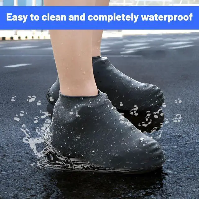 Alt view image 4 of 6 - Waterproof Shoe Covers Reusable,3 Pairs Shoe Covers Reusable Waterproof,to Prevent Rain Into Shoes,Shoes Protector Cover One Size Fits All for People Outdoor Cycling Hikin