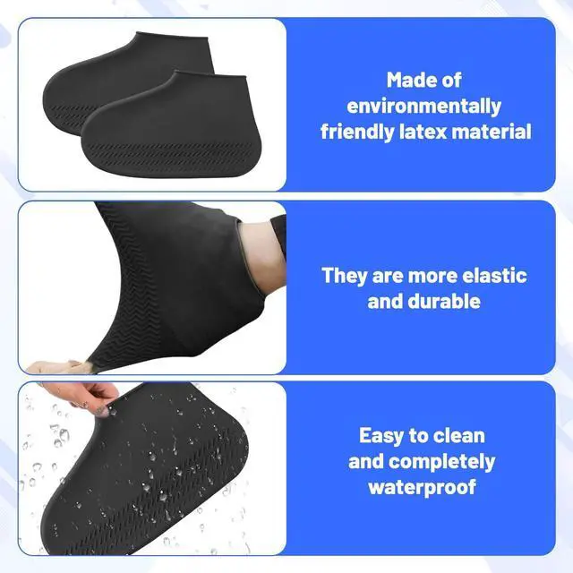 Alt view image 3 of 6 - Waterproof Shoe Covers Reusable,3 Pairs Shoe Covers Reusable Waterproof,to Prevent Rain Into Shoes,Shoes Protector Cover One Size Fits All for People Outdoor Cycling Hikin