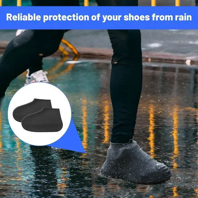 Alt view image 6 of 6 - Waterproof Shoe Covers Reusable,3 Pairs Shoe Covers Reusable Waterproof,to Prevent Rain Into Shoes,Shoes Protector Cover One Size Fits All for People Outdoor Cycling Hikin