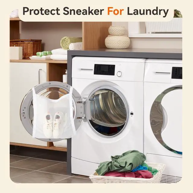 Alt view image 6 of 6 - Sneaker Dryer & Washing Mesh Bag, Honeycomb Laundry Bag with Zipper & Strap, Reusable Shoe Dry Net for Dryer/Washing Machine, Fits Most Dryers (15.7" Size, 1 Pcs)