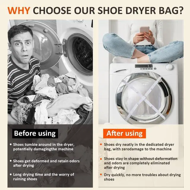 Alt view image 5 of 6 - Sneaker Dryer & Washing Mesh Bag, Honeycomb Laundry Bag with Zipper & Strap, Reusable Shoe Dry Net for Dryer/Washing Machine, Fits Most Dryers (15.7" Size, 1 Pcs)