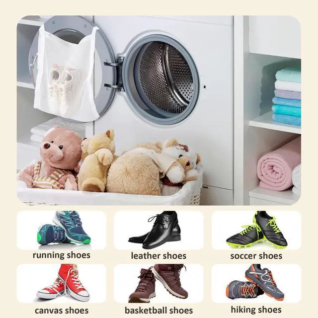 Alt view image 3 of 6 - Sneaker Dryer & Washing Mesh Bag, Honeycomb Laundry Bag with Zipper & Strap, Reusable Shoe Dry Net for Dryer/Washing Machine, Fits Most Dryers (15.7" Size, 1 Pcs)