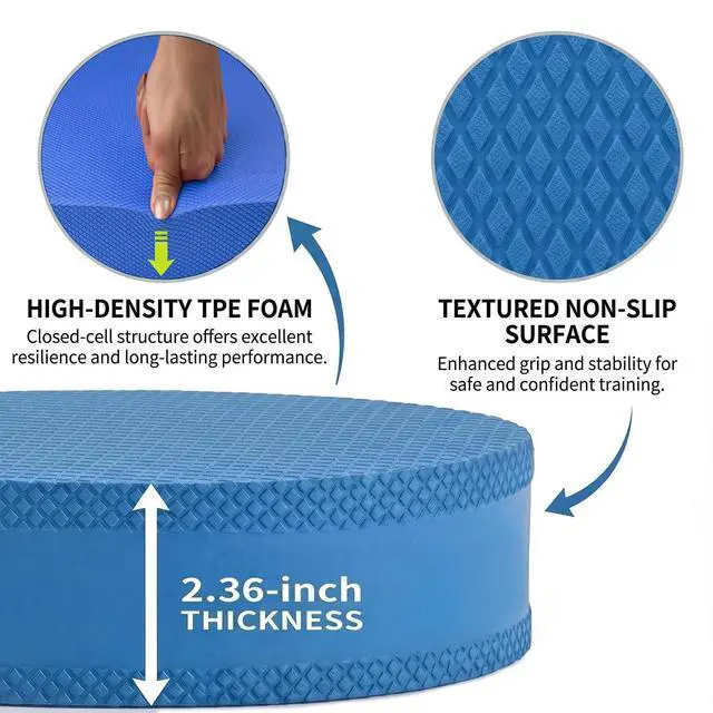 Alt view image 4 of 5 - Stability Trainer Pad - Foam Balance Exercise Pad Cushion for Therapy, Yoga, Dancing Balance Training, Pilates,and Fitness (blue, Standard)