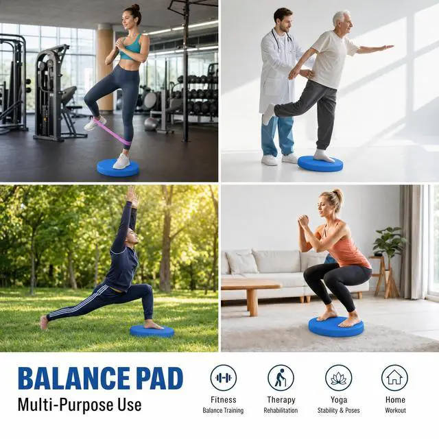 Alt view image 5 of 5 - Stability Trainer Pad - Foam Balance Exercise Pad Cushion for Therapy, Yoga, Dancing Balance Training, Pilates,and Fitness (blue, Standard)