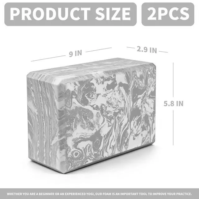 Alt view image 2 of 7 - 2-Pack Yoga Blocks, High-Density 9"x6"x3" Yoga Brick Foam Blocks Non-Slip EVA Foam Block Yoga Props Accessories for Yoga Pilates Stretching and Meditation (Camo Grey)
