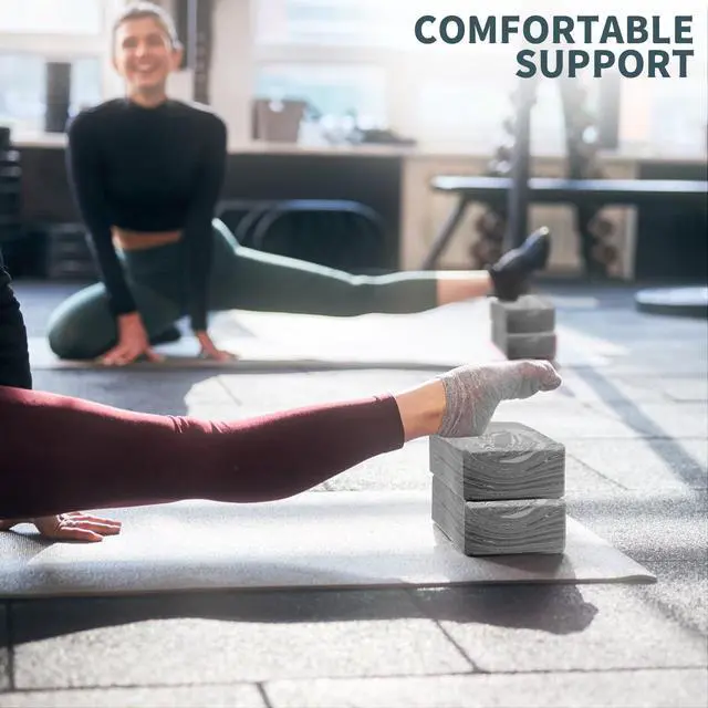 Alt view image 5 of 7 - 2-Pack Yoga Blocks, High-Density 9"x6"x3" Yoga Brick Foam Blocks Non-Slip EVA Foam Block Yoga Props Accessories for Yoga Pilates Stretching and Meditation (Camo Grey)
