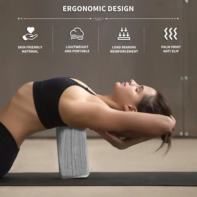 Alt view image 4 of 7 - 2-Pack Yoga Blocks, High-Density 9"x6"x3" Yoga Brick Foam Blocks Non-Slip EVA Foam Block Yoga Props Accessories for Yoga Pilates Stretching and Meditation (Camo Grey)