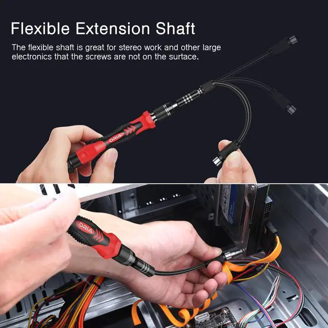 Alt view image 3 of 7 - Precision Screwdriver Kit, Mini Screwdriver Set, 61 in 1 with 57 Bits Repair Tools with Flexible Shaft, Extension Rod for Mobile Phone, Smartphone, Tablet, PC, Red