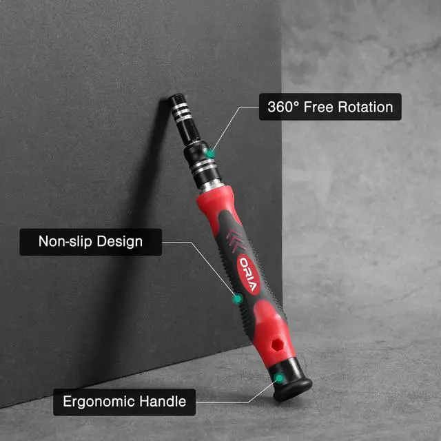 Alt view image 6 of 7 - Precision Screwdriver Kit, Mini Screwdriver Set, 61 in 1 with 57 Bits Repair Tools with Flexible Shaft, Extension Rod for Mobile Phone, Smartphone, Tablet, PC, Red