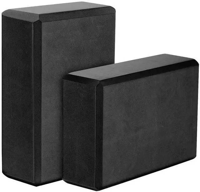 Main image of Thin Yoga Blocks 2 pack, 9" x 6" x 3" High Density EVA Foam Yoga Block Exercise Bricks, Eco Friendly & Lightweight, Increase Flexibility & Balance, Great For Stretching & Holding Poses - Black