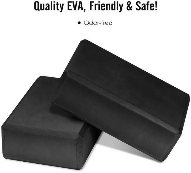 Alt view image 2 of 7 - Thin Yoga Blocks 2 pack, 9" x 6" x 3" High Density EVA Foam Yoga Block Exercise Bricks, Eco Friendly & Lightweight, Increase Flexibility & Balance, Great For Stretching & Holding Poses - Black