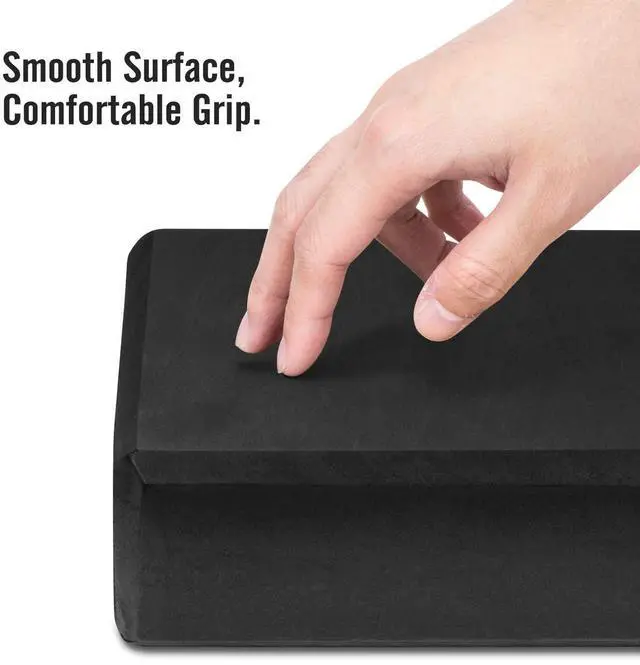 Alt view image 3 of 7 - Thin Yoga Blocks 2 pack, 9" x 6" x 3" High Density EVA Foam Yoga Block Exercise Bricks, Eco Friendly & Lightweight, Increase Flexibility & Balance, Great For Stretching & Holding Poses - Black