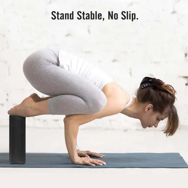 Alt view image 4 of 7 - Thin Yoga Blocks 2 pack, 9" x 6" x 3" High Density EVA Foam Yoga Block Exercise Bricks, Eco Friendly & Lightweight, Increase Flexibility & Balance, Great For Stretching & Holding Poses - Black