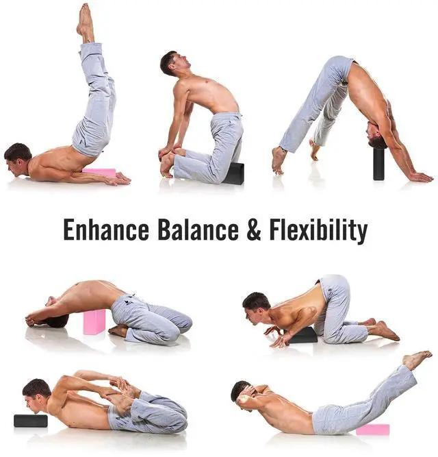 Alt view image 7 of 7 - Thin Yoga Blocks 2 pack, 9" x 6" x 3" High Density EVA Foam Yoga Block Exercise Bricks, Eco Friendly & Lightweight, Increase Flexibility & Balance, Great For Stretching & Holding Poses - Black