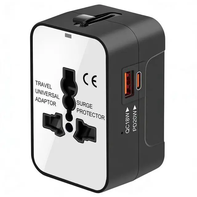 Main image of Universal Travel Adapter Worldwide, GaN Fast Charging with PD 3.0 USB-C & USB-A Quick Charge Ports, All-in-One International Power Plug Adapter Converter AC Wall Charger for Europe USA UK AUS White