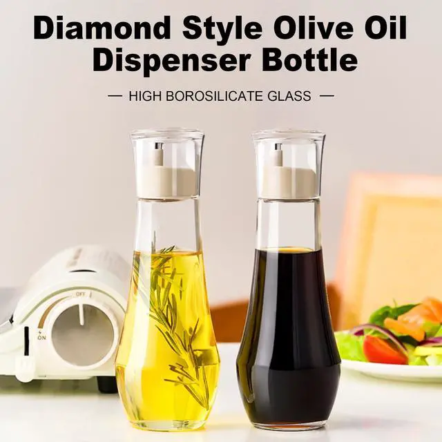 Alt view image 2 of 7 - Diamond Olive Oil Dispenser Bottle,Oil and Vinegar Dispenser for kitchen,Elegant Glass Cooking Oil Dispenser,Dispenser Bottle of 10 OZ - Set of 2