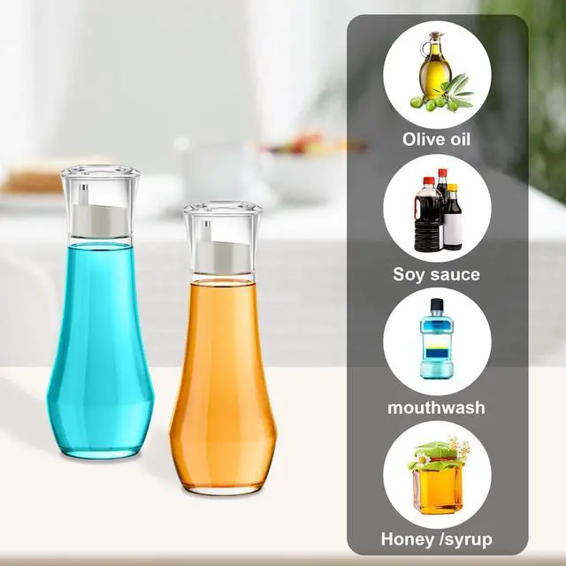 Alt view image 6 of 7 - Diamond Olive Oil Dispenser Bottle,Oil and Vinegar Dispenser for kitchen,Elegant Glass Cooking Oil Dispenser,Dispenser Bottle of 10 OZ - Set of 2