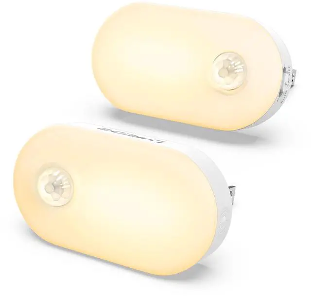 Main image of Plug in Night Light with Motion Sensor, 120LM Superior Bright Smart Mini LED Nightlight, Warm White with Stepless Adjustable Brightness for Bathroom, Bedroom, Kitchen, Stairs, Hallway, 2 Pack