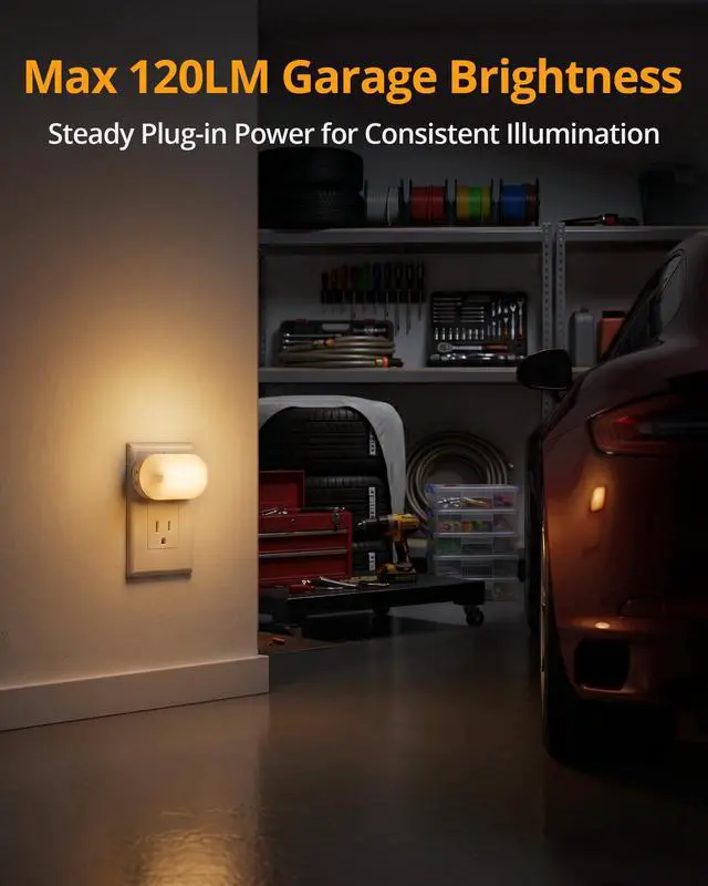 Alt view image 7 of 7 - Plug in Night Light with Motion Sensor, 120LM Superior Bright Smart Mini LED Nightlight, Warm White with Stepless Adjustable Brightness for Bathroom, Bedroom, Kitchen, Stairs, Hallway, 2 Pack