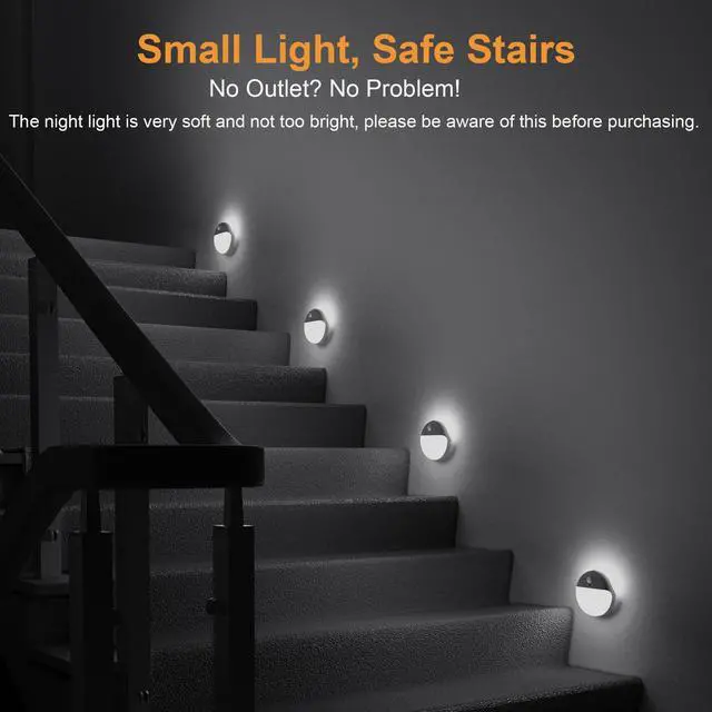 Alt view image 2 of 7 - 2 Pack Battery Night Light, Toilet Lights, 2.6" Small Motion Senor Light, Stick on Lights, 3 Light Modes, Dimmable LED Nightlight for Closet, Stairs, Garage, Cabinet, Toliet, Daylight White