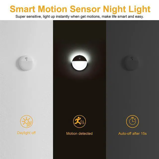 Alt view image 3 of 7 - 2 Pack Battery Night Light, Toilet Lights, 2.6" Small Motion Senor Light, Stick on Lights, 3 Light Modes, Dimmable LED Nightlight for Closet, Stairs, Garage, Cabinet, Toliet, Daylight White